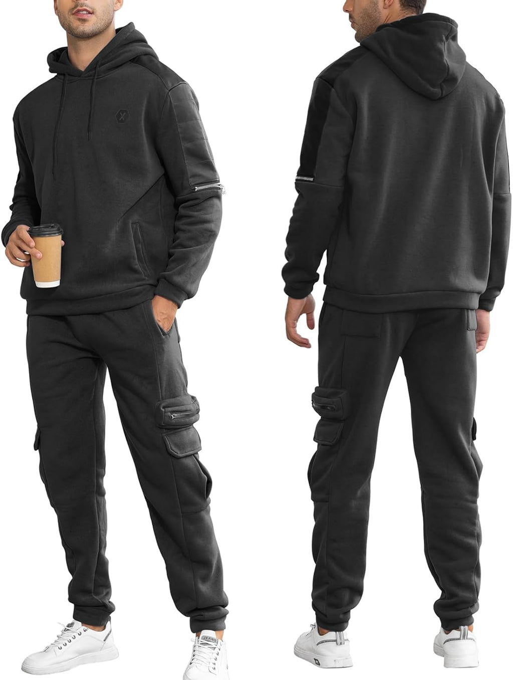 Men'S Tracksuit 2 Piece Hoodie Athletic Jogging Sweatsuits for Men Casual Sports Long Sleeve Pullover Suit Set